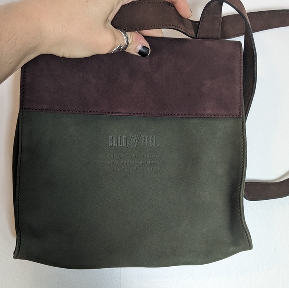 NEW Gold Pfeil Nubuck Crossbody Bag Multicolor Neutral - Picture 5 of 7